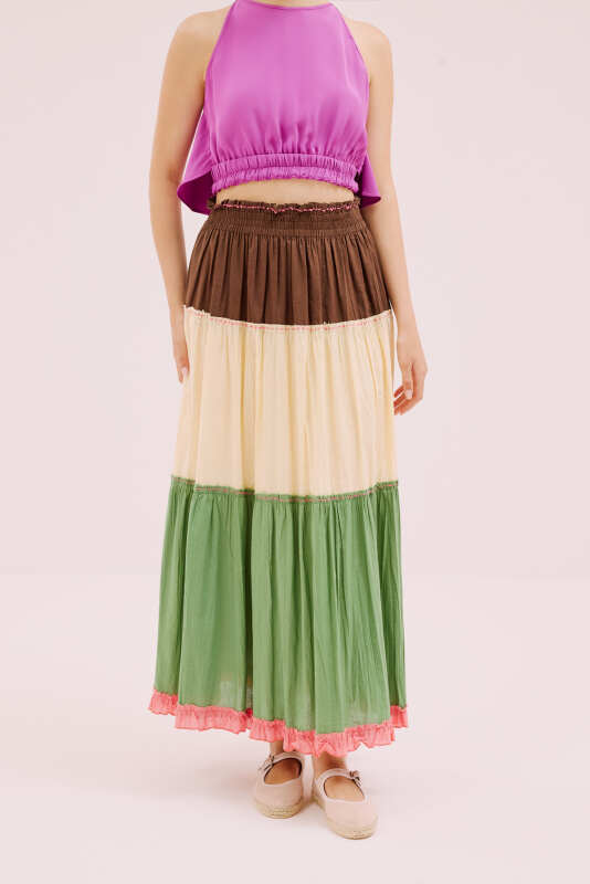 Pileli Uzun Etek Standart Renk - 1