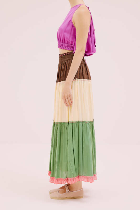 Pileli Uzun Etek Standart Renk - 3