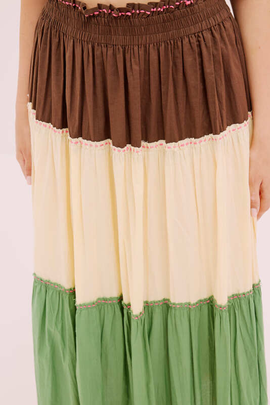 Pileli Uzun Etek Standart Renk - 4