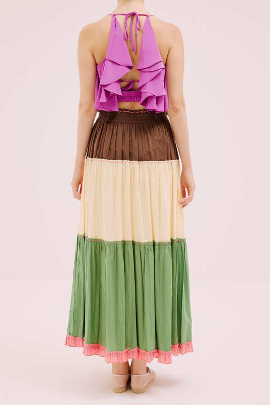 Pileli Uzun Etek Standart Renk - 2