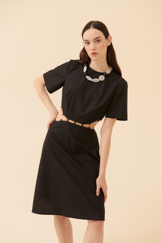 Midi Boy Elbise Siyah - 3