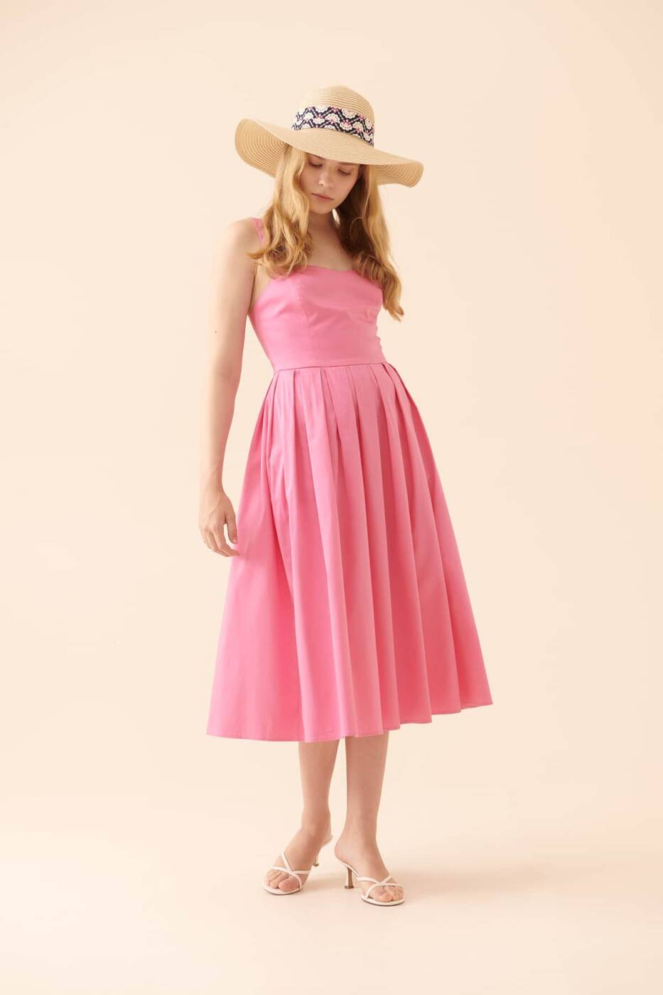Askılı Cepli Midi Boy Elbise Pembe - 3