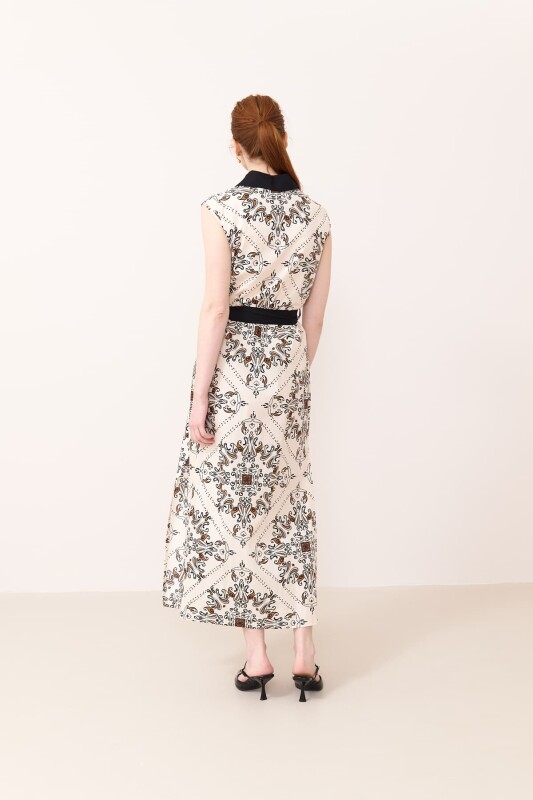 Kolsuz Yırtmaçlı Kuşaklı Elbise Standart Renk - Roman (1)