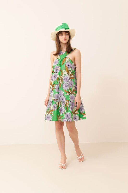 Kolsuz Mini Elbise Standart Renk - 1