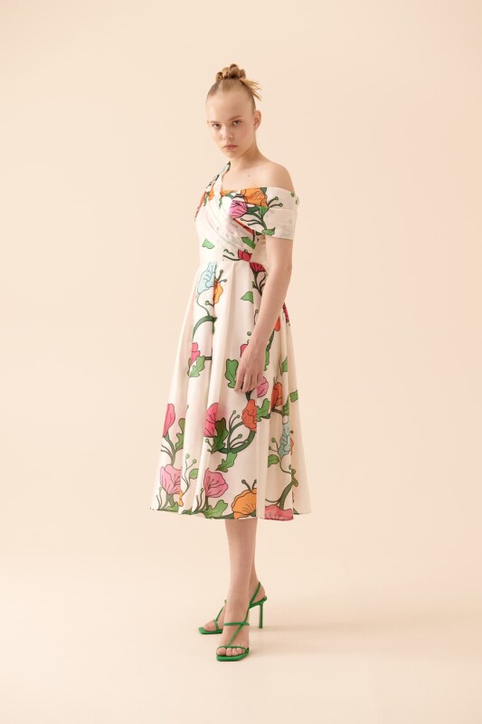 Pileli Midi Boy Elbise Standart Renk - 4