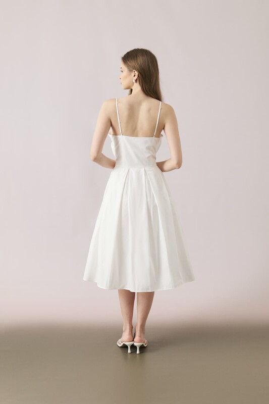 Askılı Midi Boy Elbise Beyaz - 2