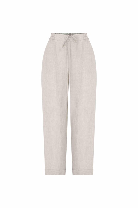 Beli Bağlamalı Pantolon Naturel - 4