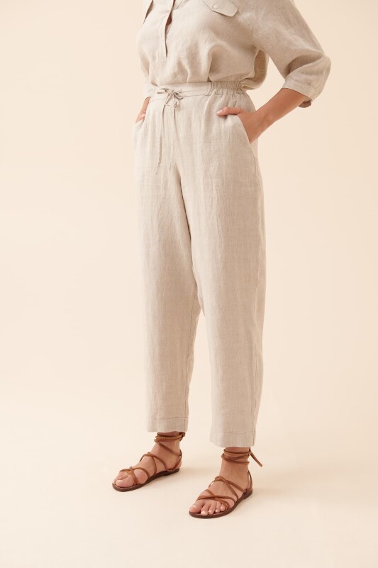 Beli Bağlamalı Pantolon Naturel - 3