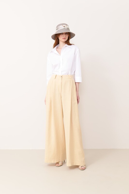 Geniş Paça Pantolon Naturel - 3