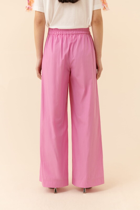 Yanları Cepli Geniş Paça Pantolon Pembe - 2
