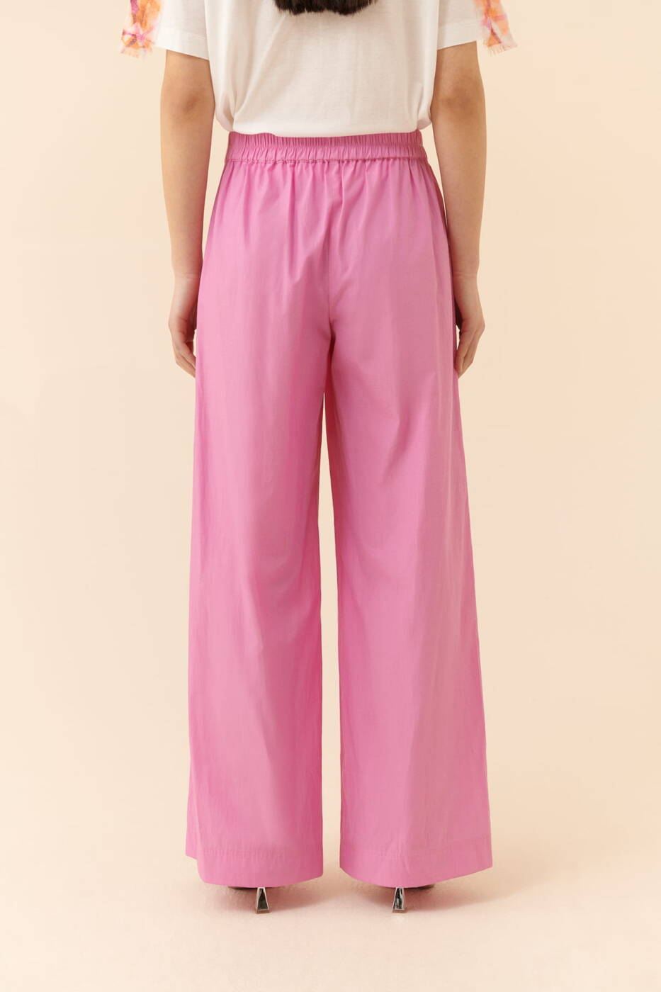 Yanları Cepli Geniş Paça Pantolon Pembe - 2