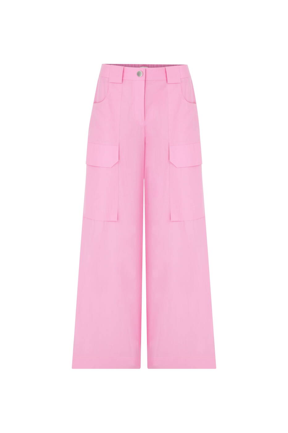 Yanları Cepli Geniş Paça Pantolon Pembe - 4