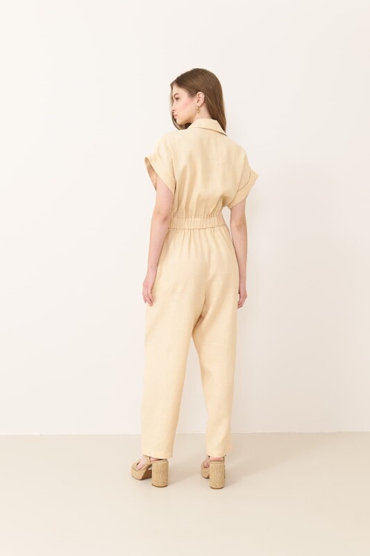 Cepli Kısa Kol Tulum Naturel - Roman (1)