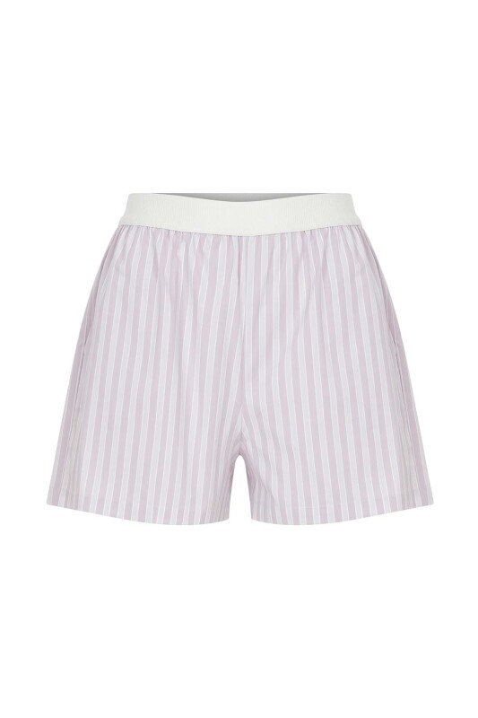 Çizgili Şort Lila - 4