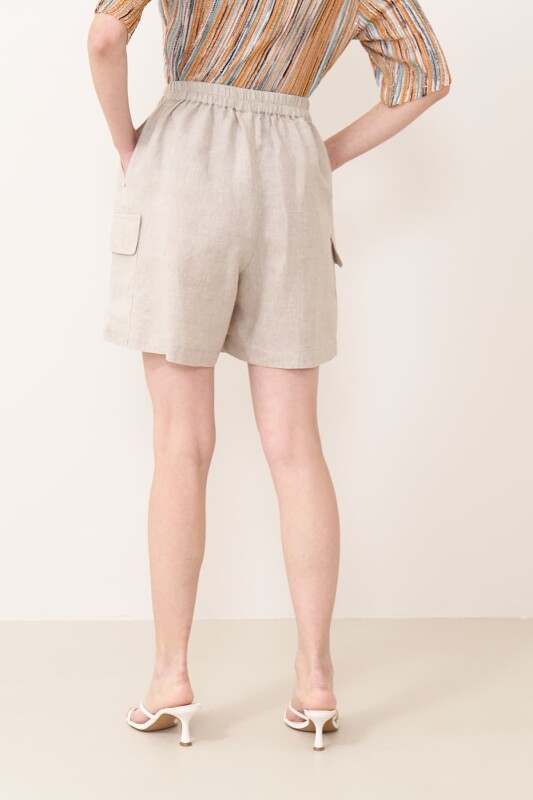 Yanları Cepli Şort Naturel - 2