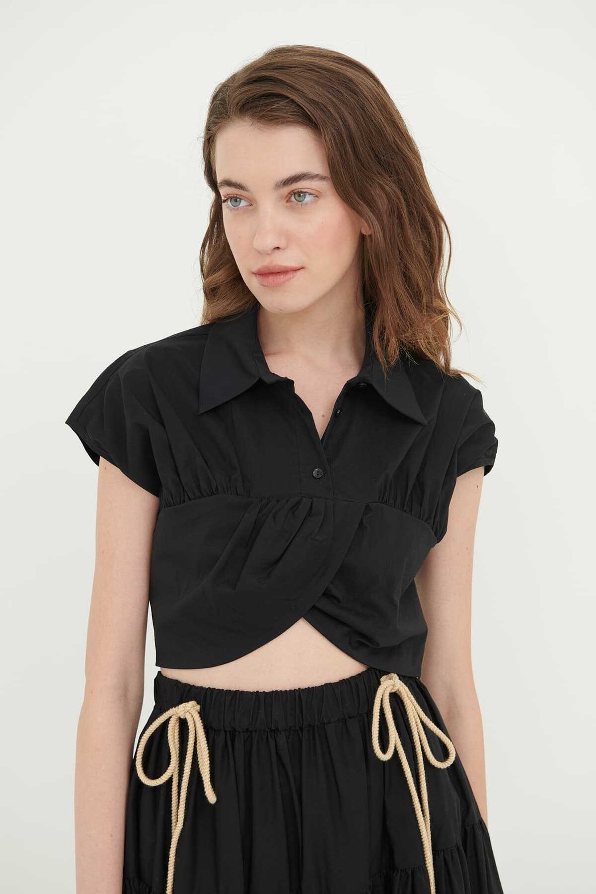 Crop Bluz Siyah