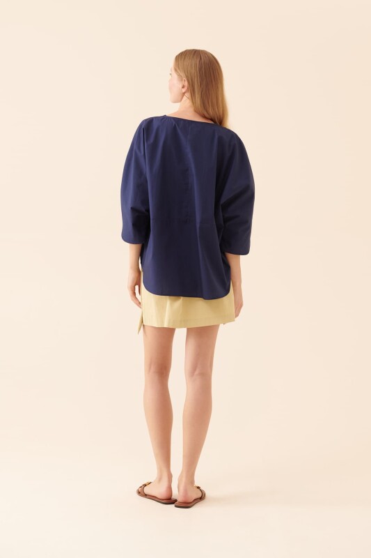 Yakası Açık Gömlek Lacivert - 2