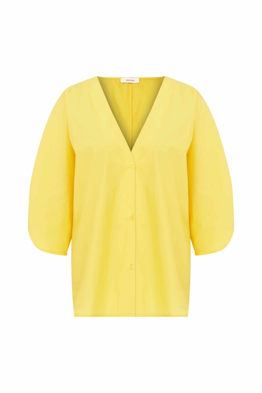 Yakası Açık Gömlek Sarı - 4