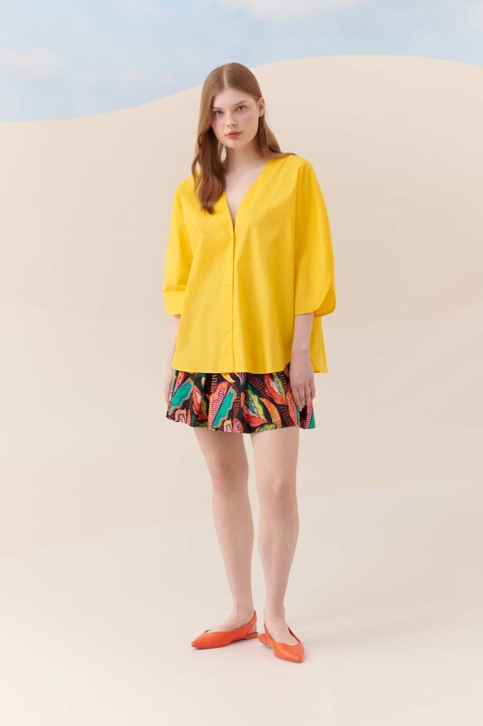 Yakası Açık Gömlek Sarı - 3