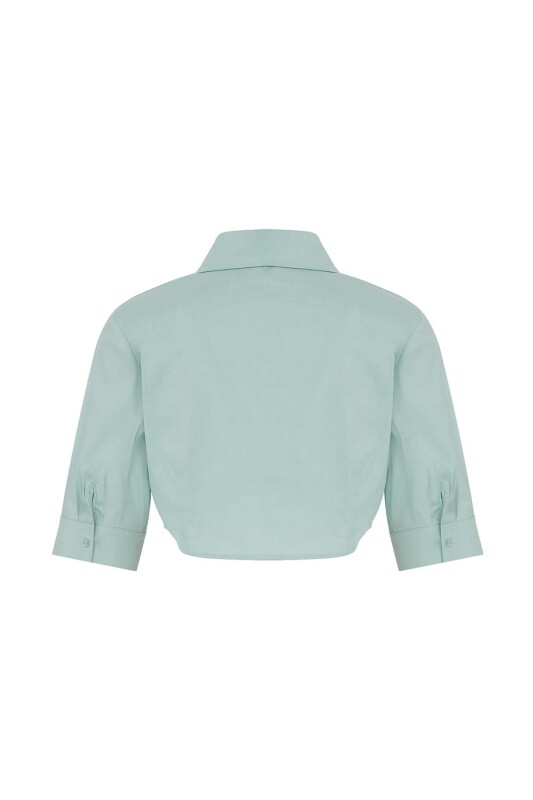 Kısa Kollu Crop Gömlek Mint - 5