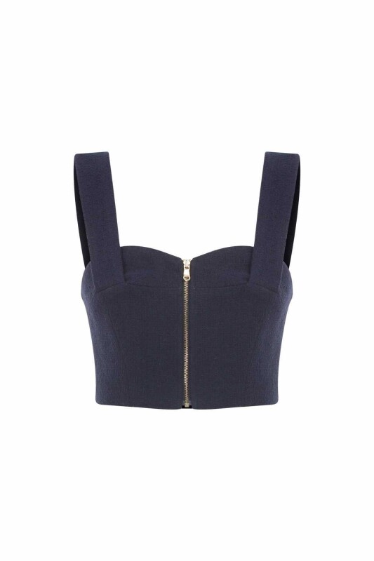 Fermuarlı Askılı Büstiyer Lacivert - 4