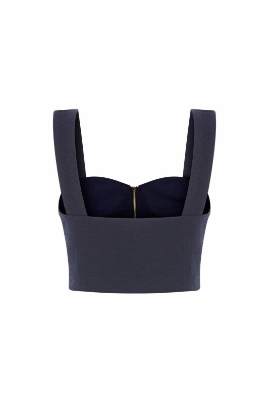 Fermuarlı Askılı Büstiyer Lacivert - 5