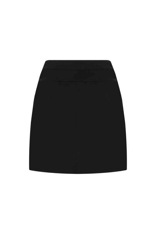 Fermuar Detaylı Cepli Mini Etek Siyah - 5