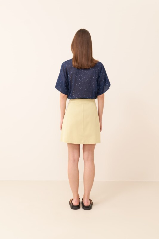 Pileli Mini Etek Yağ Yeşili - Roman (1)