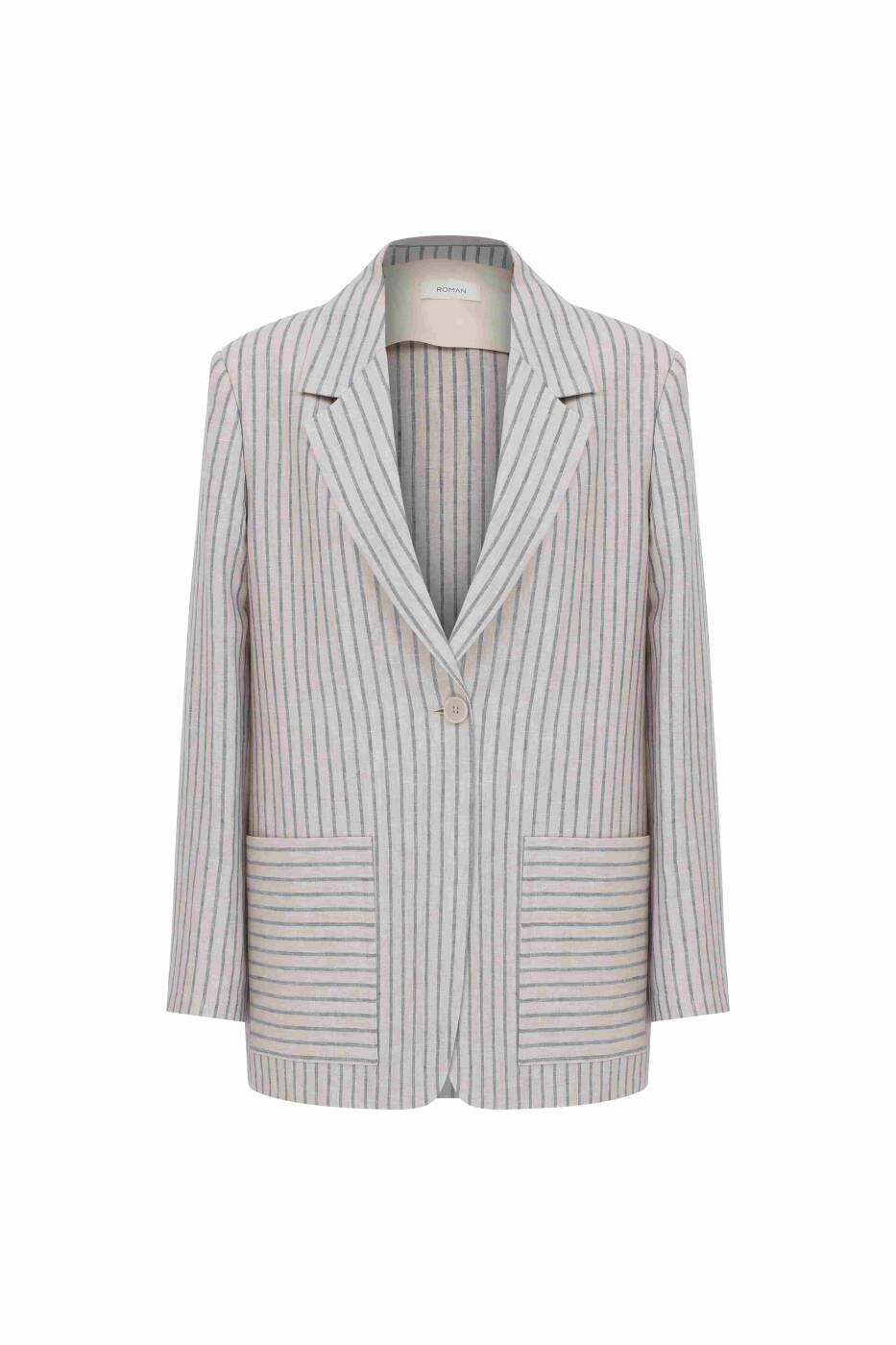 Blazer Tek Düğmeli Ceket Standart Renk - 4