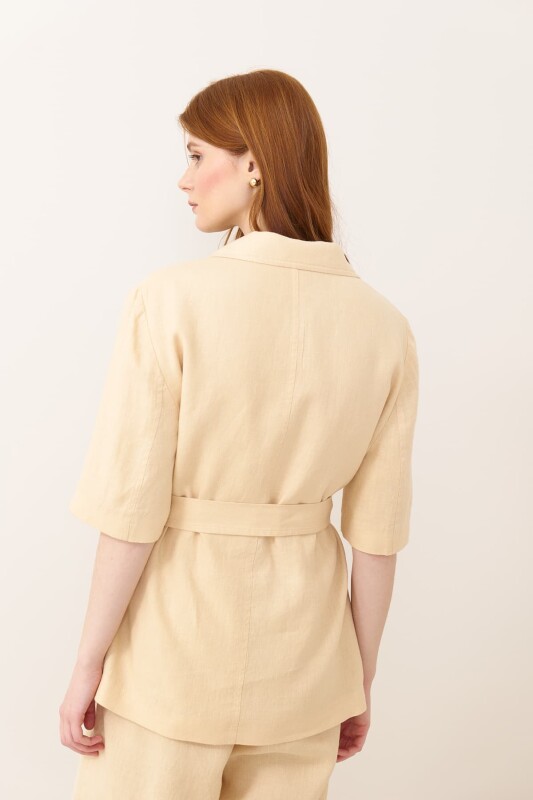 Cepli Düğmeli Kısa Kol Ceket Naturel - Roman (1)