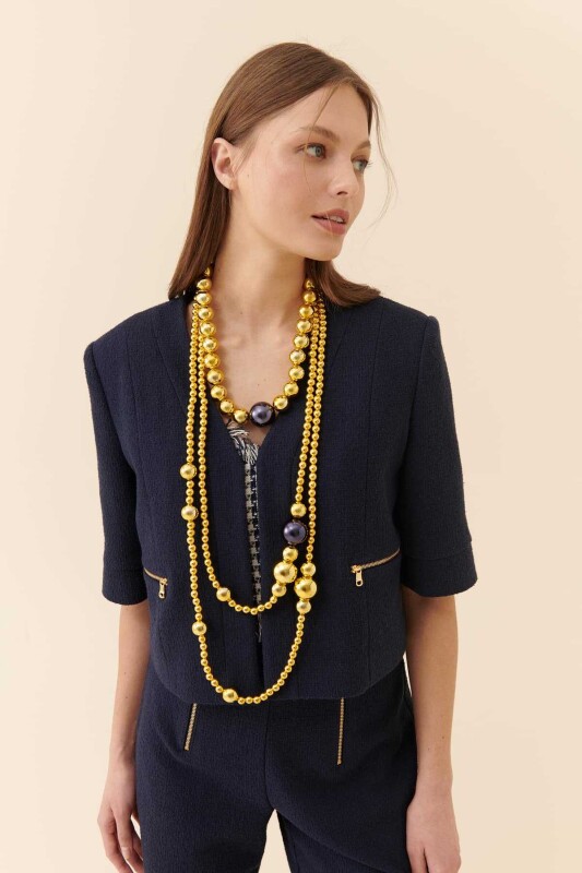 Kısa Kollu Ceket Lacivert - 3