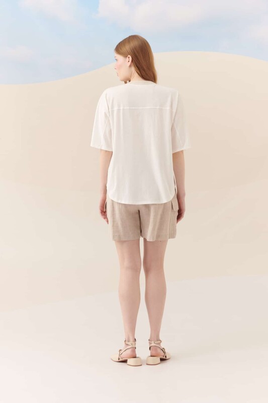 Crew Neck T-Shirt Ecru - Roman (1)