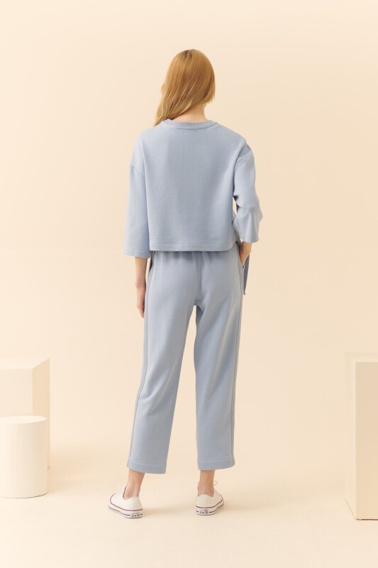 Bisiklet Yaka Sweatshirt Mavi - 2