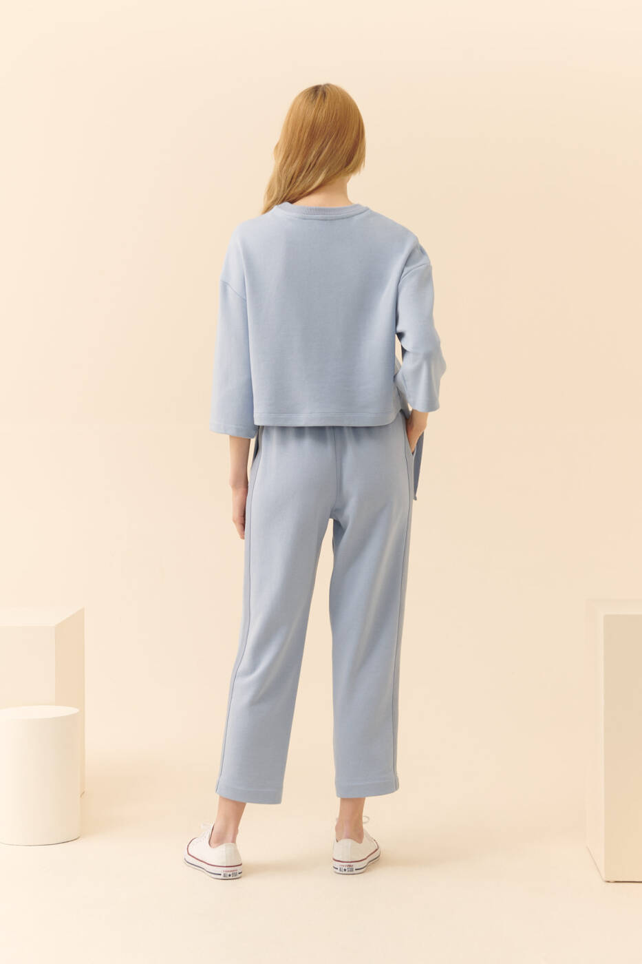 Bisiklet Yaka Sweatshirt Mavi - 2