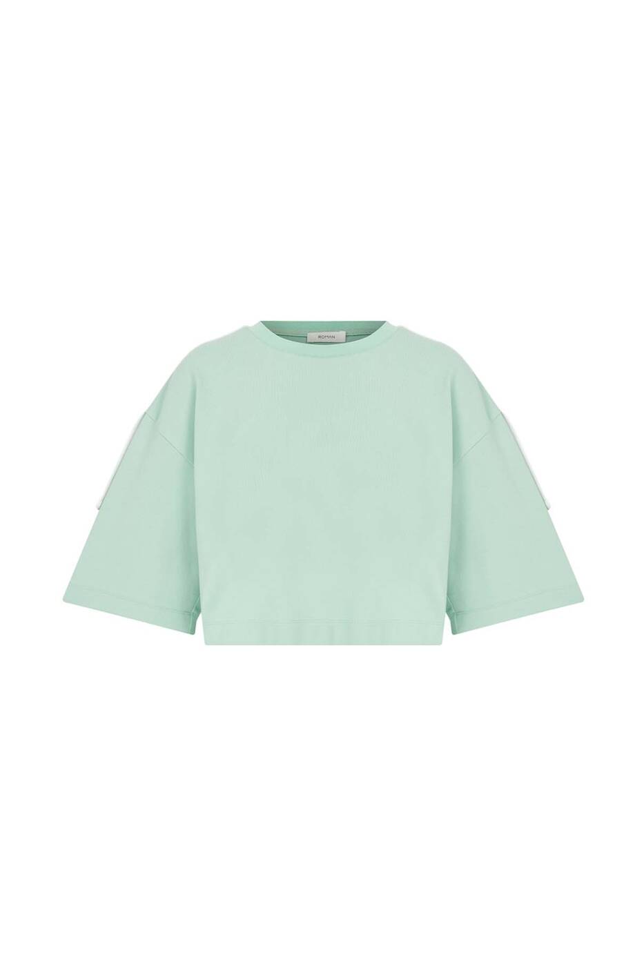 Bisiklet Yaka Kısa Kollu Sweatshirt Yeşil - 4