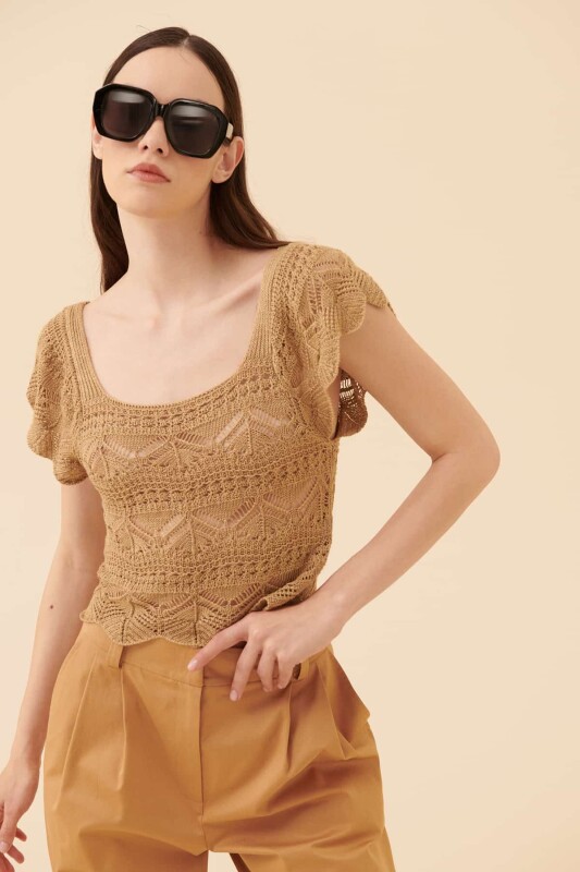 Knitwear Blouse Tan - 3