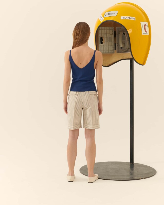 Askılı Sırtı Açık Triko Lacivert - 2