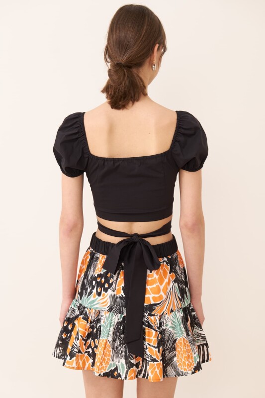 Beli Bağlama Detaylı Bluz Siyah - Roman (1)