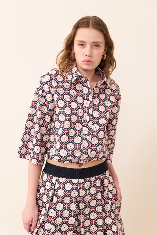 Patterned Poplin Shirt Original - 4