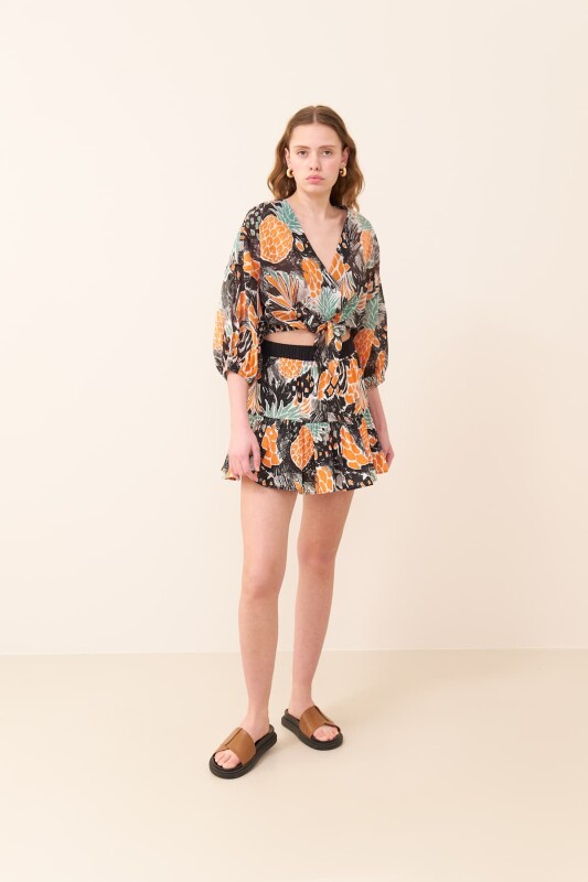 Tie Waist Balloon Sleeve Shirt Original - 3