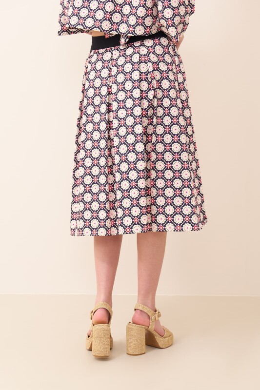 Pileli Beli Lastikli Midi Boy Etek Standart Renk - Roman (1)