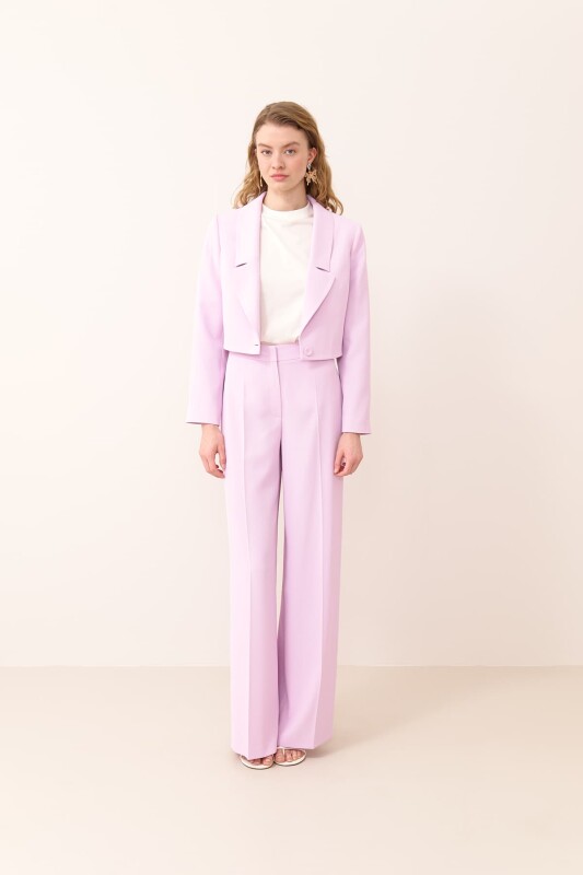Kruvaze Crop Ceket Lila - 3
