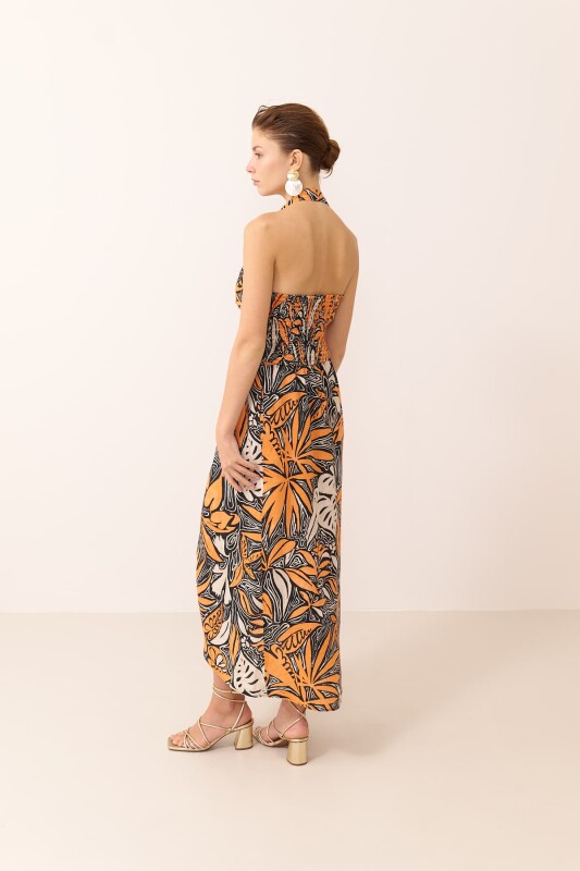 Boyundan Askılı Önden Düğmeli Keten Yelek Standart Renk - Roman (1)