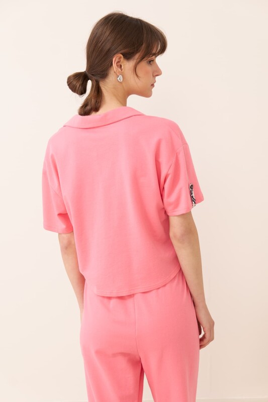 Polo Yaka T-shirt Pembe - Roman (1)