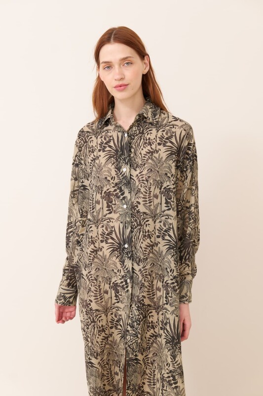 Midi Boy Gömlek Elbise Standart Renk - 3