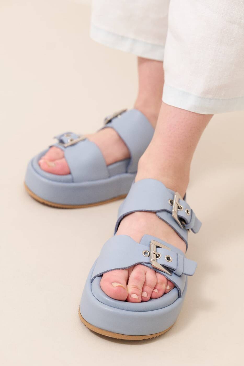Tokalı Sandalet Mavi - 2