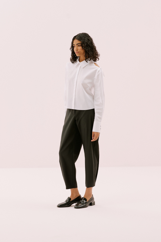 Cut Out Omuz Detaylı Gömlek Beyaz - 5