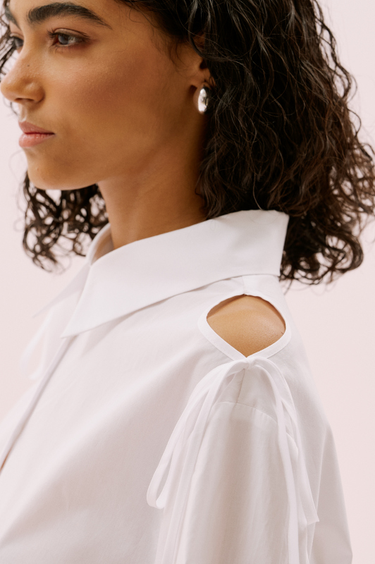 Cut Out Omuz Detaylı Gömlek Beyaz - 3