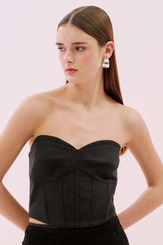 Korse Tipli Straplez Keten Büstiyer Siyah - 3