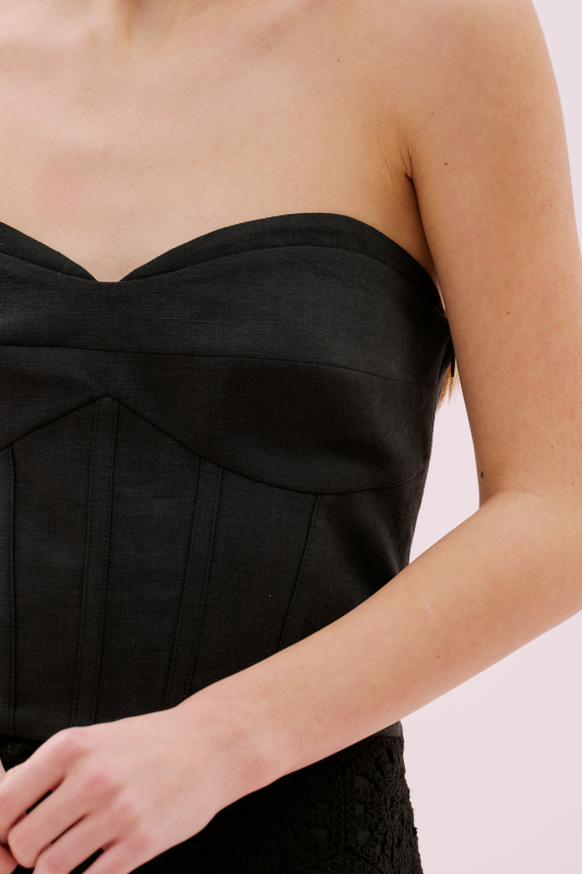 Korse Tipli Straplez Keten Büstiyer Siyah - 4